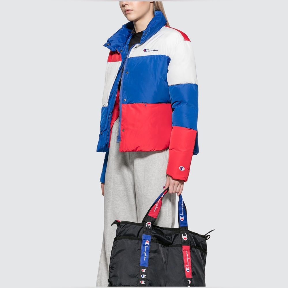 Champion / Women's Tri-Color reverse weave colorblock Puffer Jacket medium M